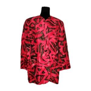 vintage Worth women's 100% silk pink & brown Blazer Jacket Size 14 Euc